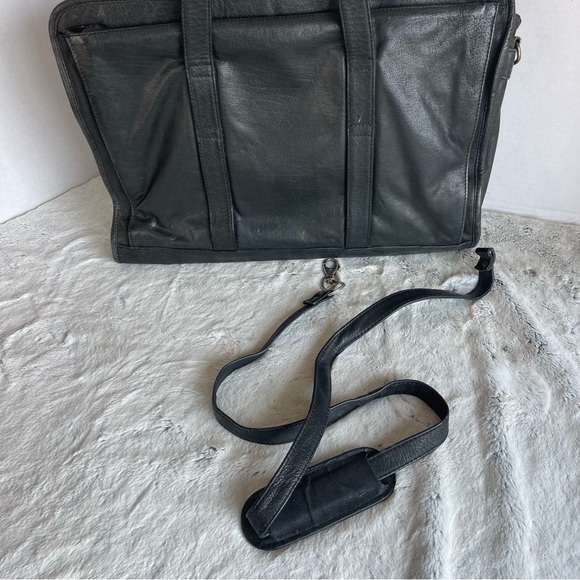 Heritage Expandable Portfolio Computer Black Cowhide Leather Bag #12215B - Picture 11 of 13